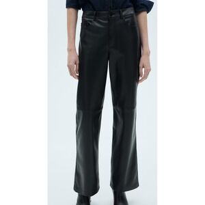 Mango MNG LEATHER-EFFECT STRAIGHT TROUSERS black‎ size 6